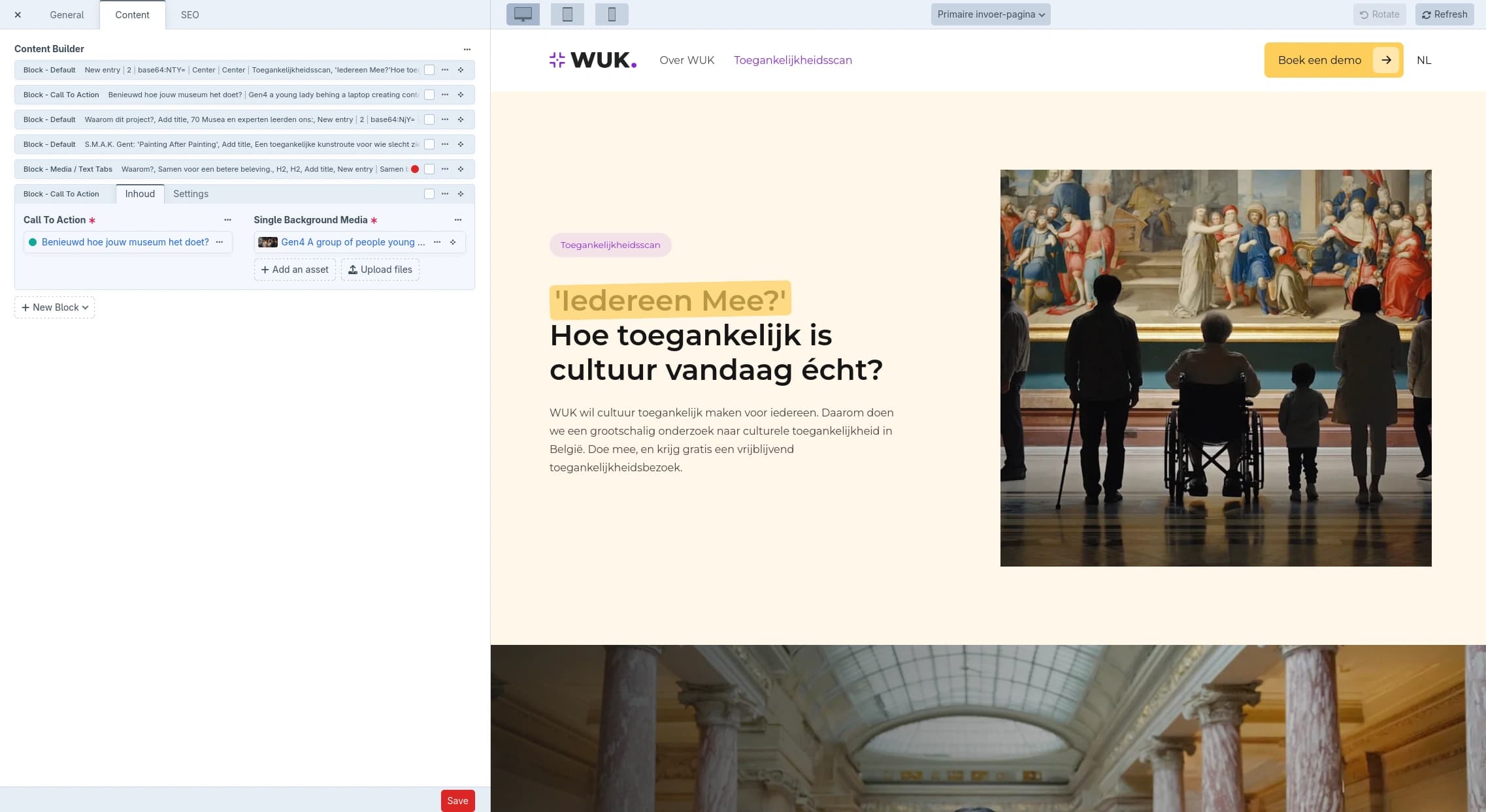 Wuk mobiele weergave